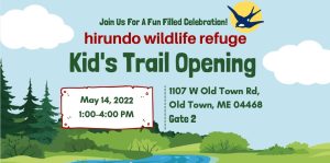 Poster advertising the opening of a new Kids' Train at Hirundo Wildlife Refuge.